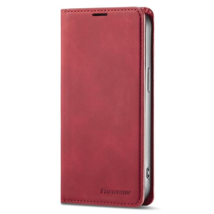 FORWENW - FORWENW iPhone 14 Pro Max Fodral - Äkta läder - Röd