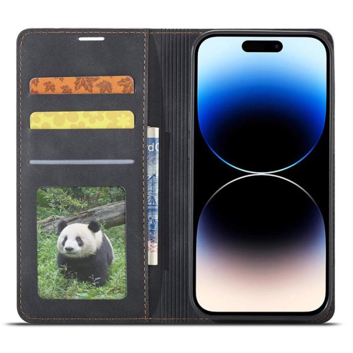 FORWENW - FORWENW iPhone 14 Pro Max Fodral - Äkta läder - Svart