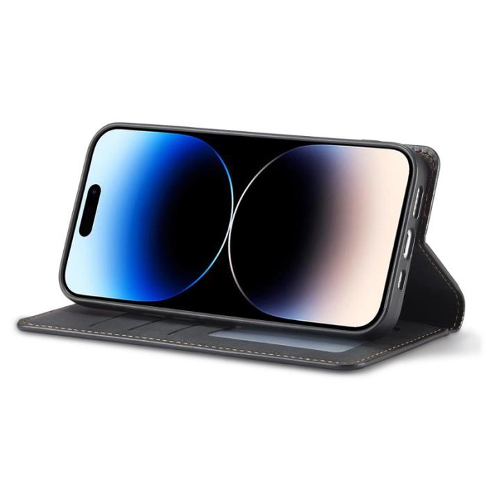 FORWENW - FORWENW iPhone 14 Pro Max Fodral - Äkta läder - Svart