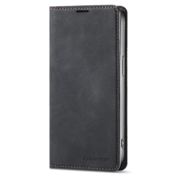 FORWENW - FORWENW iPhone 14 Pro Max Fodral - Äkta läder - Svart