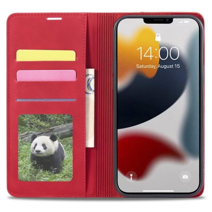 FORWENW - FORWENW iPhone 15 Fodral i Äkta läder - Röd