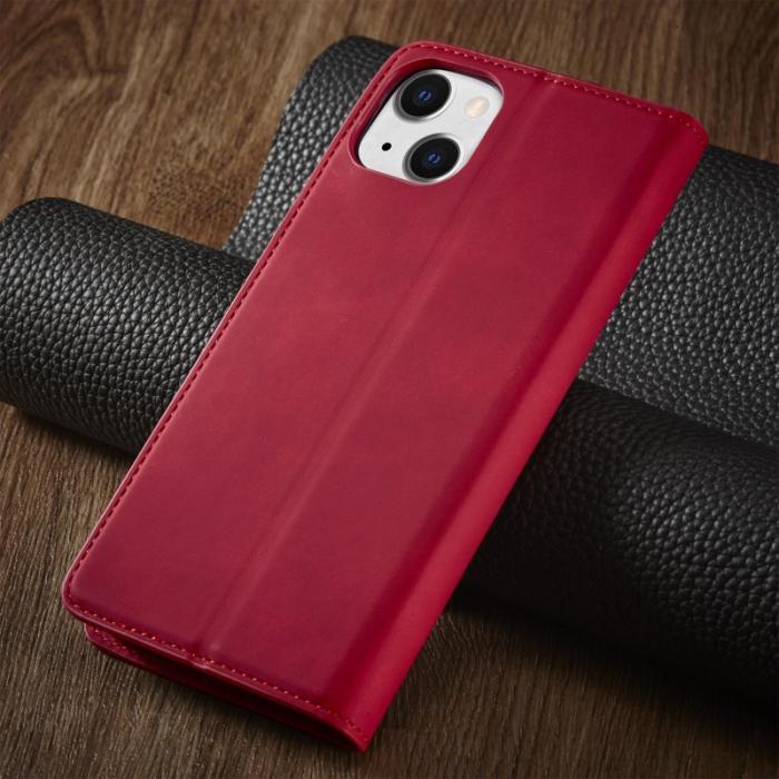 FORWENW - FORWENW iPhone 15 Plus Fodral i Äkta läder - Röd