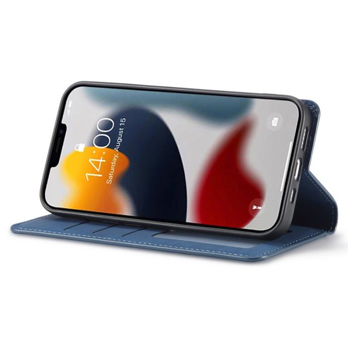 FORWENW - FORWENW iPhone 15 Pro Fodral i Äkta läder - Blå