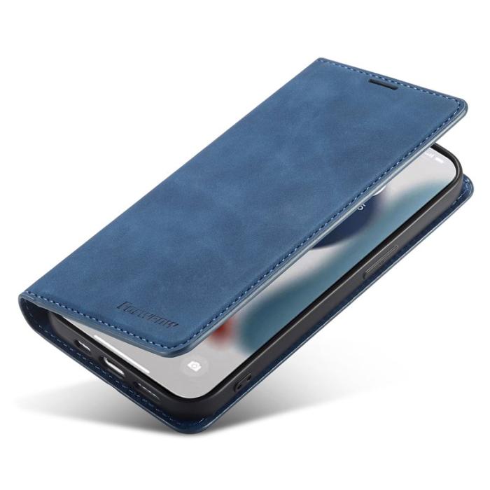 FORWENW - FORWENW iPhone 15 Pro Fodral i Äkta läder - Blå