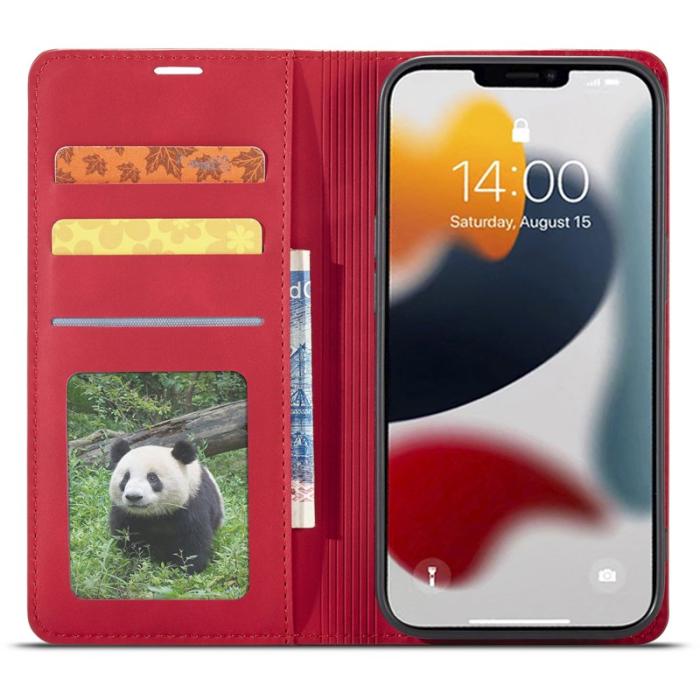 FORWENW - FORWENW iPhone 15 Pro Fodral i Äkta läder - Röd