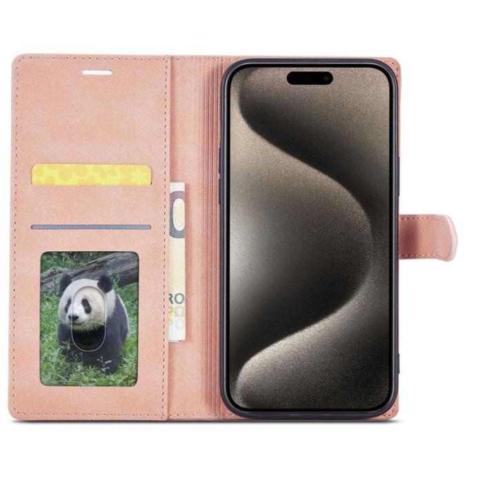 FORWENW - FORWENW iPhone 15 Pro Fodral PU Läder - Full Skydd - Roséguld