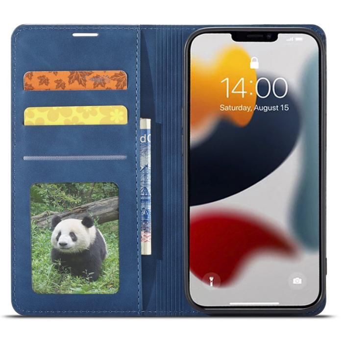 FORWENW - FORWENW iPhone 15 Pro Max Fodral Äkta läder - Blå