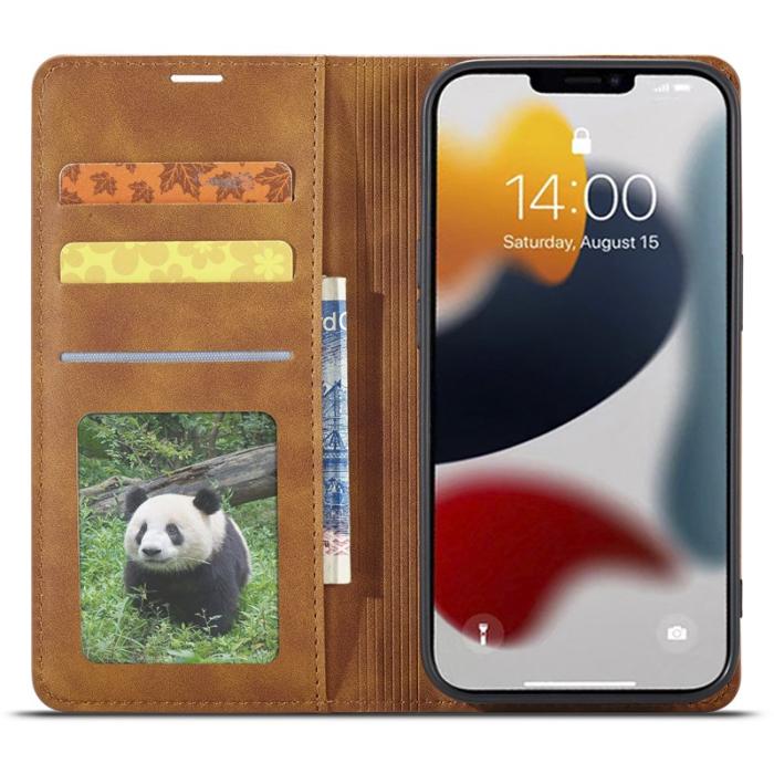 FORWENW - FORWENW iPhone 15 Pro Max Fodral Äkta läder - Brun