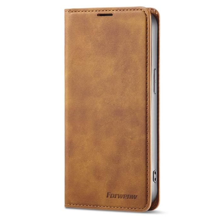 FORWENW - FORWENW iPhone 15 Pro Max Fodral Äkta läder - Brun