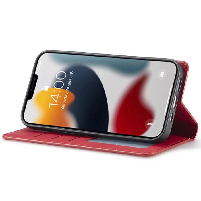 FORWENW - FORWENW iPhone 15 Pro Max Fodral Äkta läder - Röd