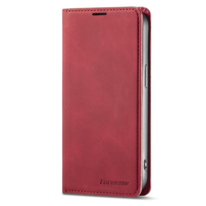 FORWENW - FORWENW iPhone 15 Pro Max Fodral Äkta läder - Röd