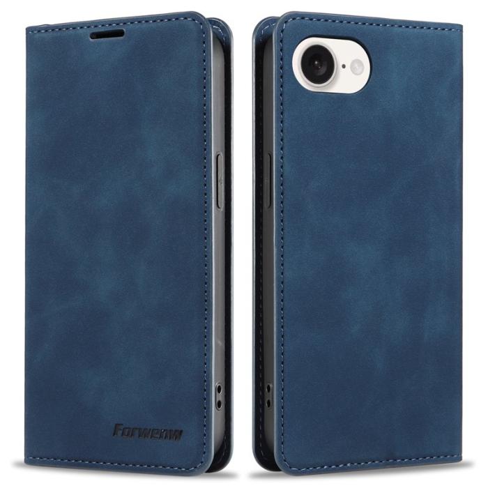 FORWENW - FORWENW iPhone 16e Fodral Skin-Touch Läder - Blå