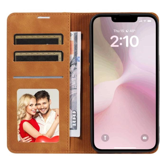 FORWENW - FORWENW iPhone 16e Fodral Skin-Touch Läder - Brun