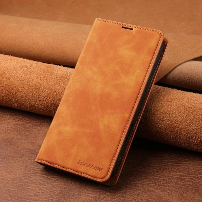 FORWENW - FORWENW iPhone 17 Pro Max Wallet Fodral Äkta läder - Brun