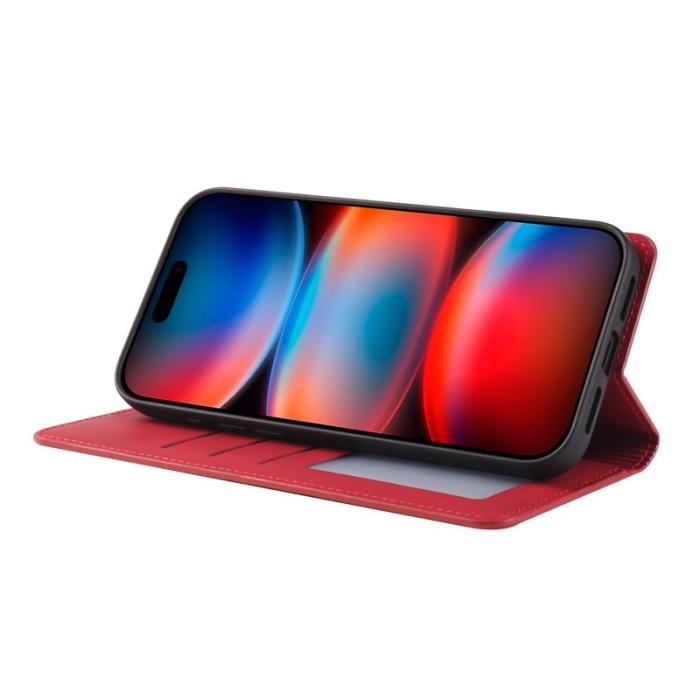 FORWENW - FORWENW iPhone 17 Pro Max Wallet Fodral Äkta läder - Röd