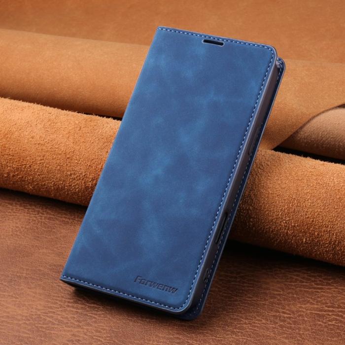 FORWENW - FORWENW iPhone 17 Pro Wallet Fodral Äkta läder - Blå