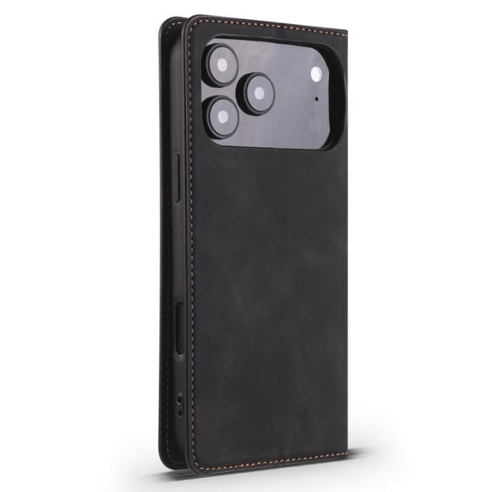 FORWENW - FORWENW iPhone 17 Pro Wallet Fodral Äkta läder - Svart