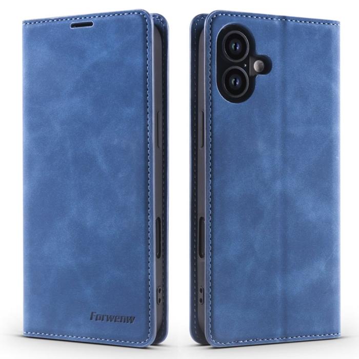 FORWENW - FORWENW iPhone 17 Wallet Fodral Äkta läder - Blå