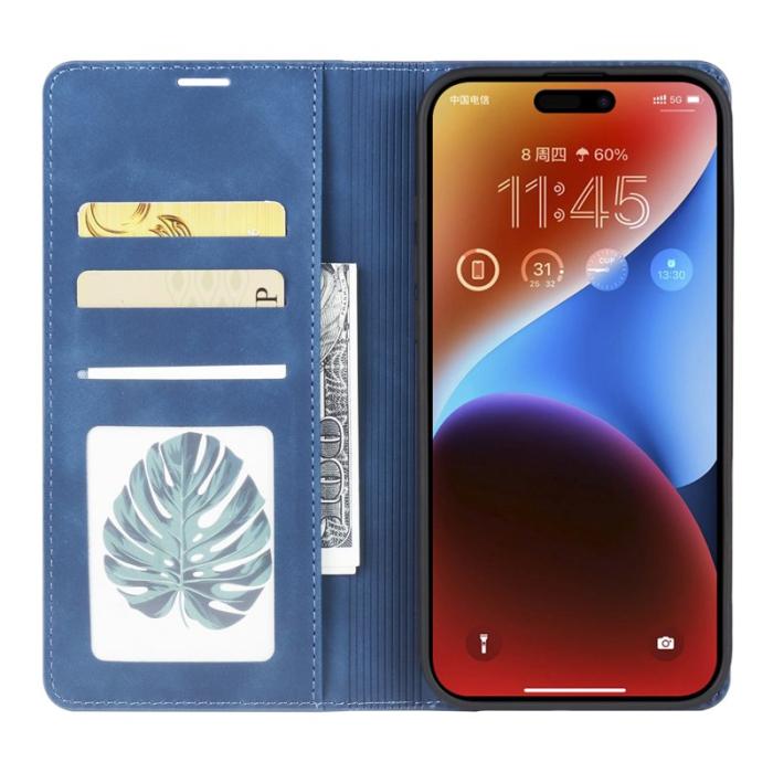 FORWENW - FORWENW iPhone 17 Wallet Fodral Äkta läder - Blå