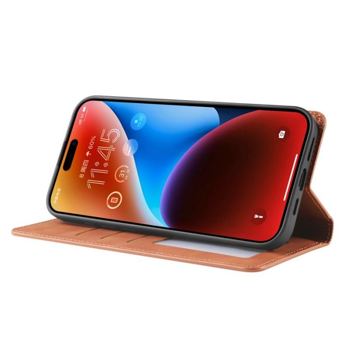 FORWENW - FORWENW iPhone 17 Wallet Fodral Äkta läder - Brun