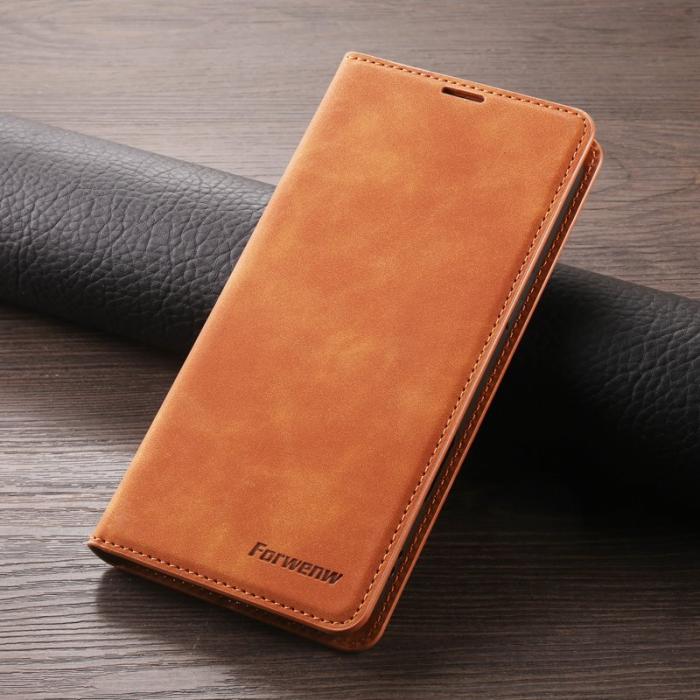 FORWENW - FORWENW iPhone 17 Wallet Fodral Äkta läder - Brun
