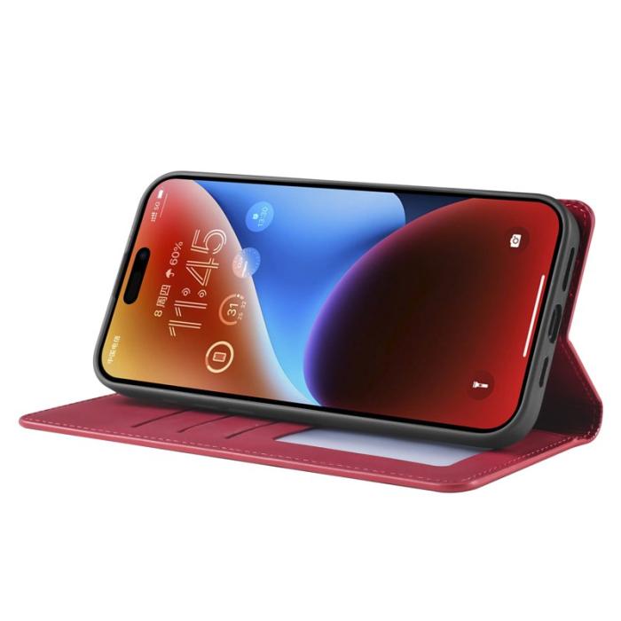 FORWENW - FORWENW iPhone 17 Wallet Fodral Äkta läder - Röd