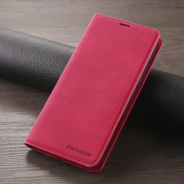 FORWENW - FORWENW iPhone 17 Wallet Fodral Äkta läder - Röd