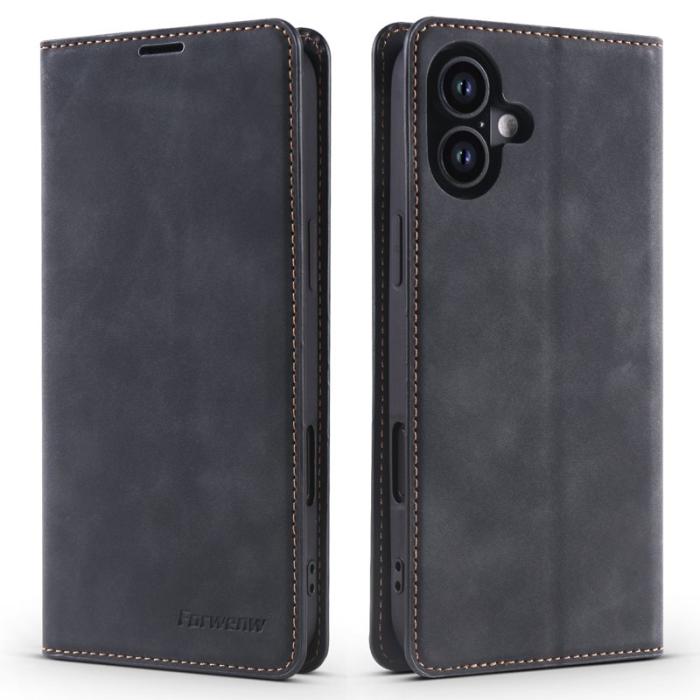 FORWENW - FORWENW iPhone 17 Wallet Fodral Äkta läder - Svart