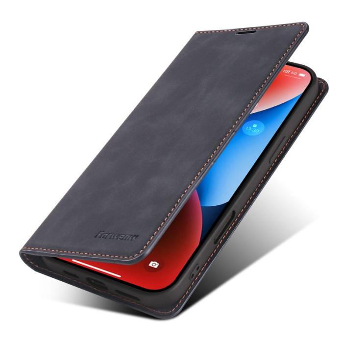 FORWENW - FORWENW iPhone 17 Wallet Fodral Äkta läder - Svart