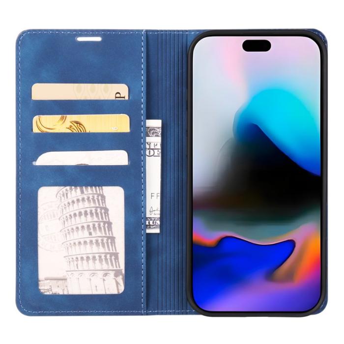 FORWENW - FORWENW iPhone Air Wallet Fodral Äkta läder - Blå