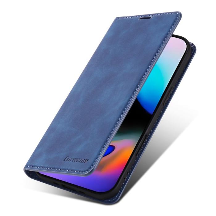 FORWENW - FORWENW iPhone Air Wallet Fodral Äkta läder - Blå