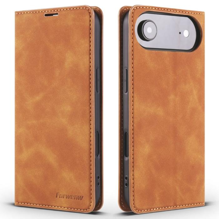 FORWENW - FORWENW iPhone Air Wallet Fodral Äkta läder - Brun