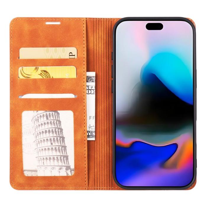 FORWENW - FORWENW iPhone Air Wallet Fodral Äkta läder - Brun