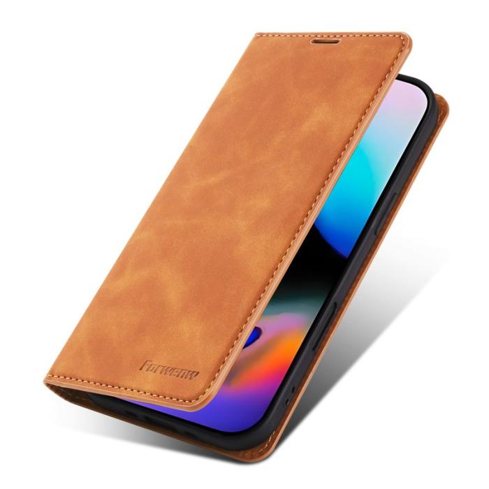 FORWENW - FORWENW iPhone Air Wallet Fodral Äkta läder - Brun