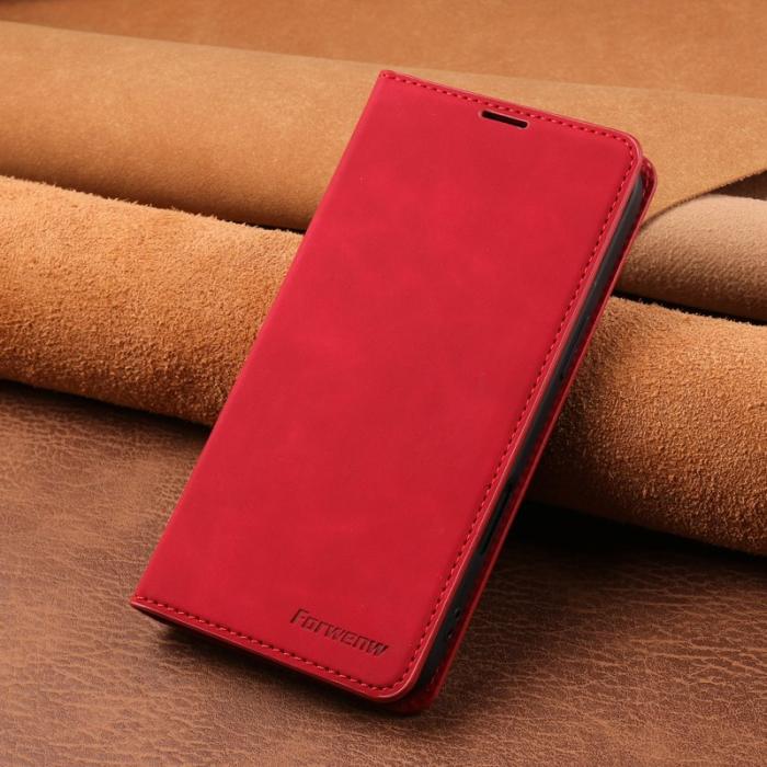 FORWENW - FORWENW iPhone Air Wallet Fodral Äkta läder - Röd