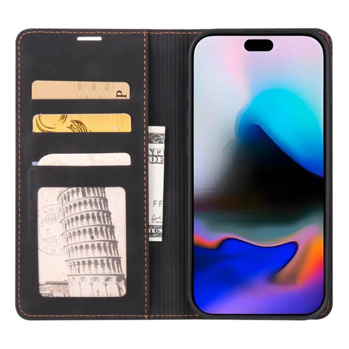 FORWENW - FORWENW iPhone Air Wallet Fodral Äkta läder - Svart