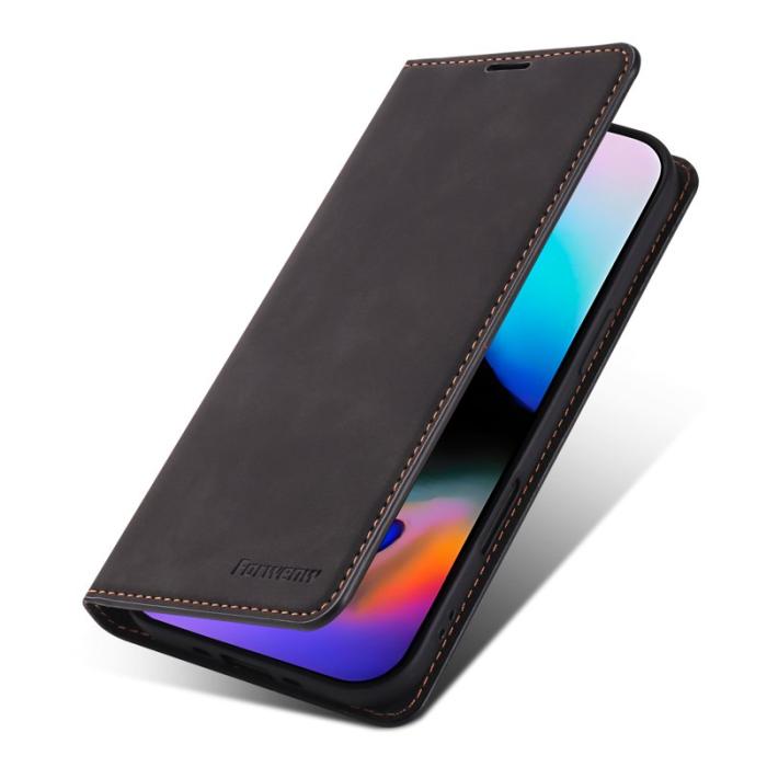 FORWENW - FORWENW iPhone Air Wallet Fodral Äkta läder - Svart