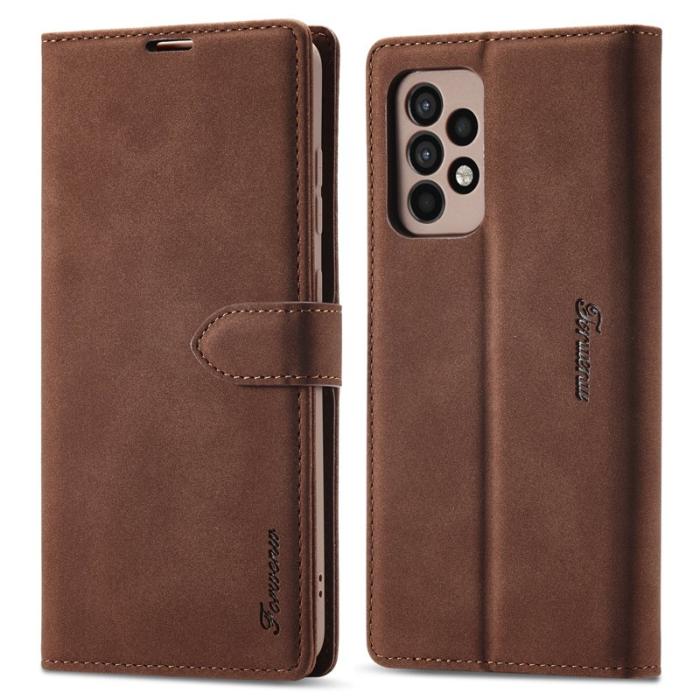 FORWENW - FORWENW Samsung Galaxy A33 5G F1 Flip Fodral Äkta läder - Brun