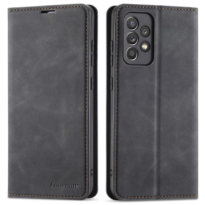FORWENW - FORWENW Samsung Galaxy A33 5G Fodral Äkta läder - Svart