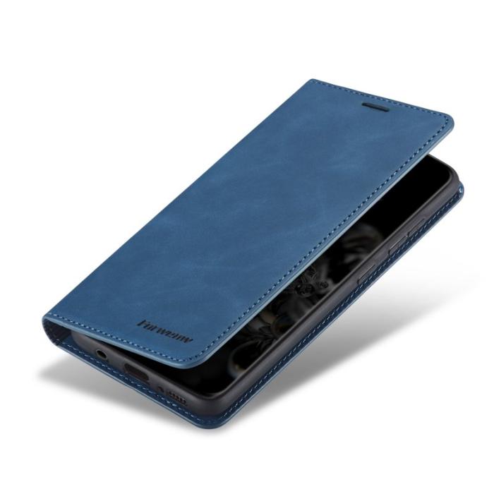 FORWENW - FORWENW Samsung Galaxy S21 Ultra 5G Fodral - Äkta läder - Blå