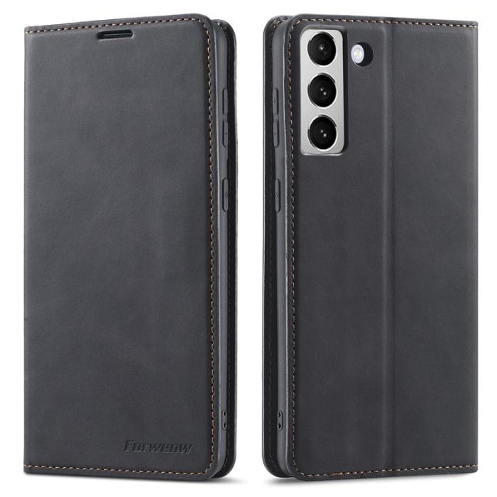 FORWENW - FORWENW Samsung Galaxy S23 Fantasy Series Fodral - Äkta läder - Svart