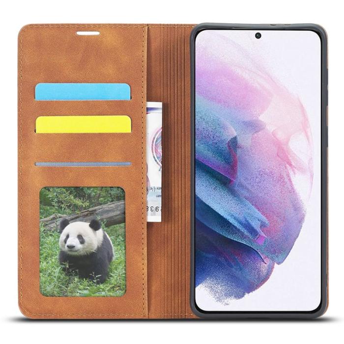 FORWENW - FORWENW Samsung Galaxy S23+ Fodral Äkta läder - Brun