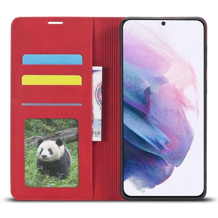 FORWENW - FORWENW Samsung Galaxy S23+ Fodral Äkta läder - Röd