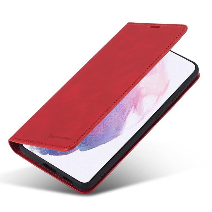 FORWENW - FORWENW Samsung Galaxy S23+ Fodral Äkta läder - Röd