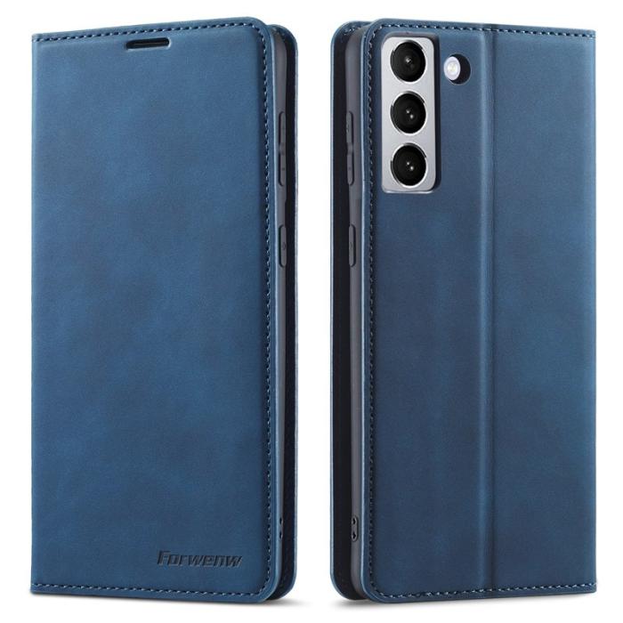 FORWENW - FORWENW Samsung Galaxy S23+ Fodral i Skinvänligt Läder - Blå