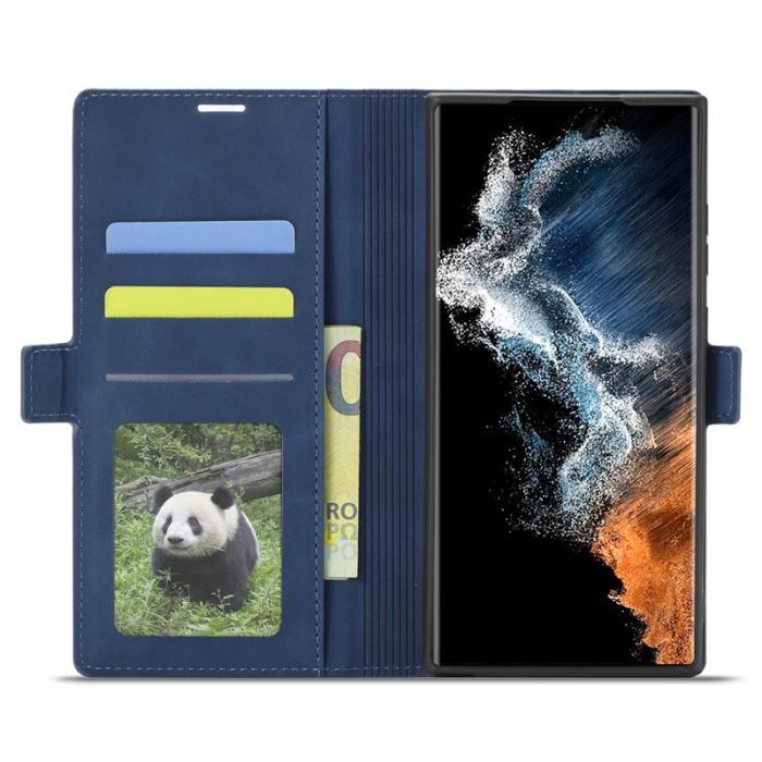 FORWENW - FORWENW Samsung Galaxy S23 Ultra Fantasy Fodral - Äkta läder - Blå