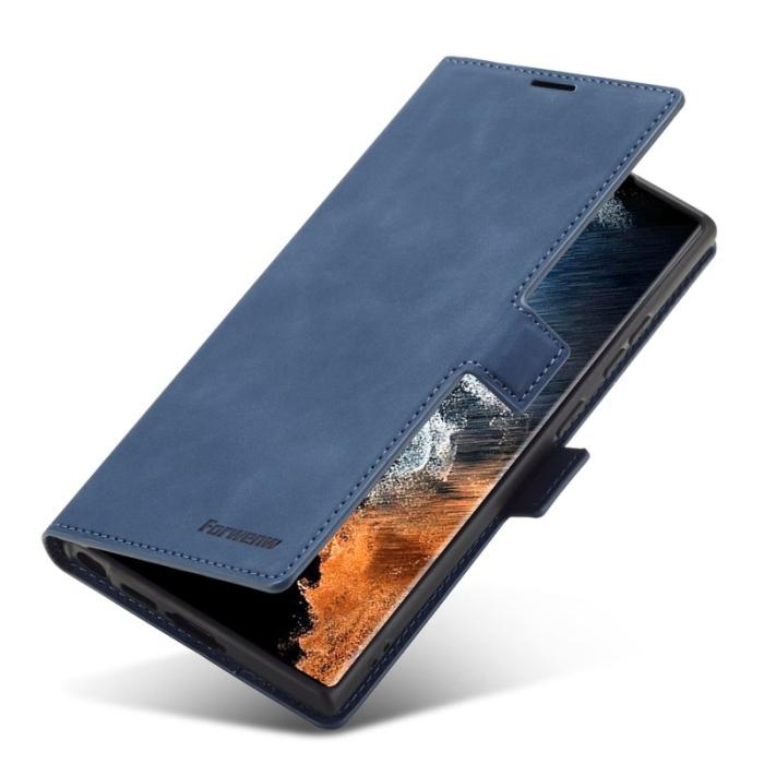 FORWENW - FORWENW Samsung Galaxy S23 Ultra Fantasy Fodral - Äkta läder - Blå