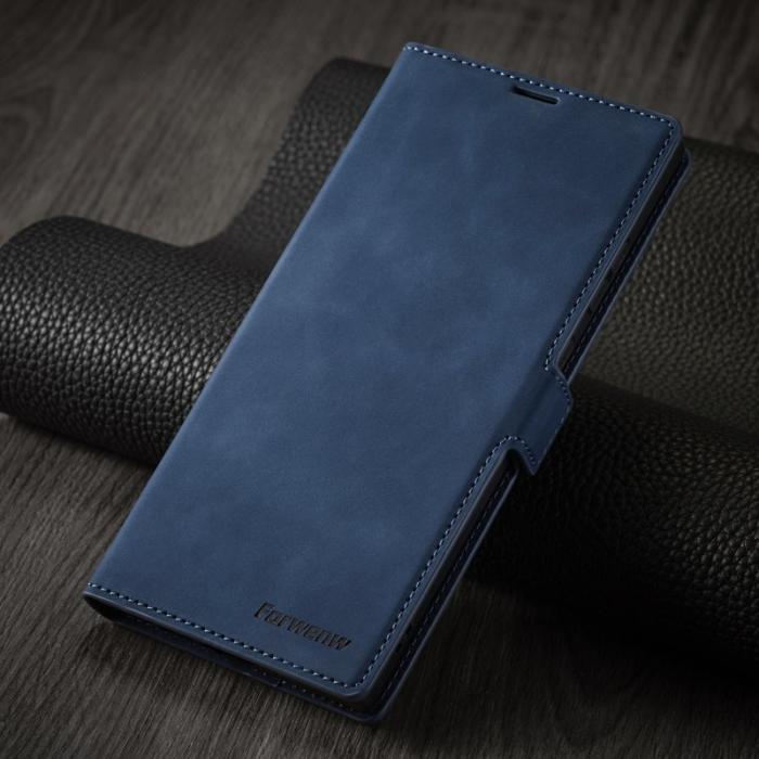 FORWENW - FORWENW Samsung Galaxy S23 Ultra Fantasy Fodral - Äkta läder - Blå
