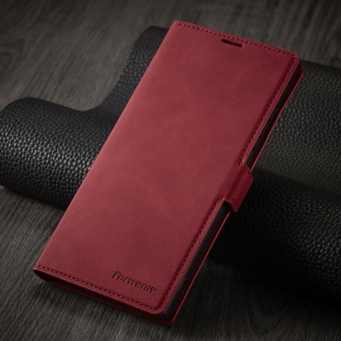 FORWENW - FORWENW Samsung Galaxy S23 Ultra Fantasy Fodral - Äkta läder - Röd