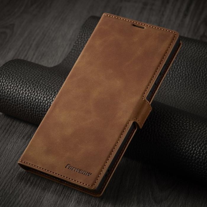 FORWENW - FORWENW Samsung Galaxy S23 Ultra Fodral Äkta läder - Brun